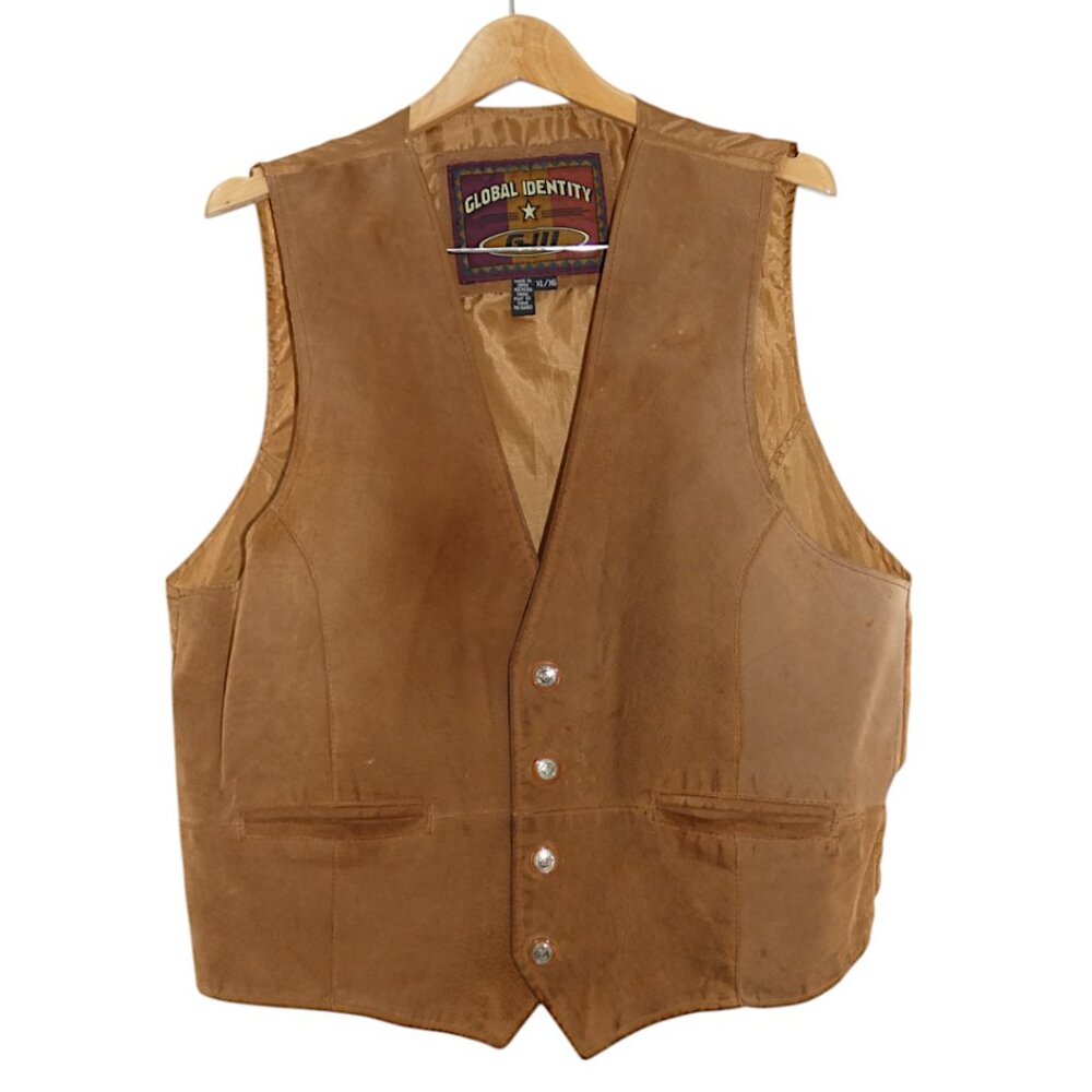 Global Identity G III Men's Thrashed Rugged Western Leather Suede Cowboy XL Vest